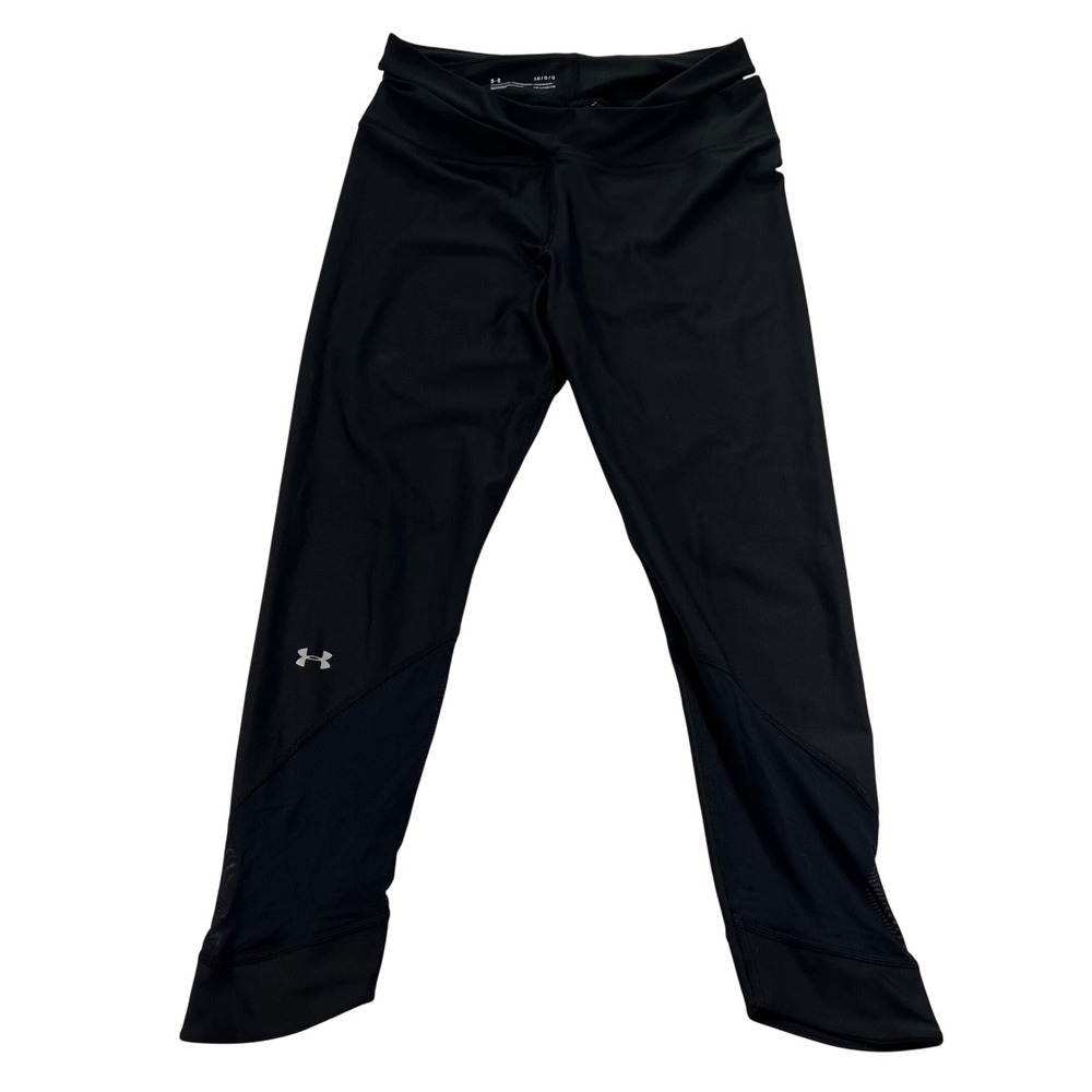 Under Armour‎ HeatGear Compression Leggings Womens Large Black Crossover Mesh
